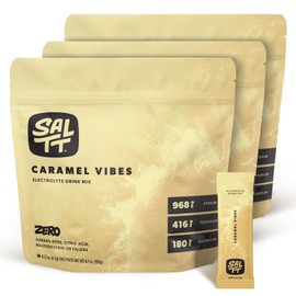 Keto Chow SALTT Electrolytes Powder Flavored Drink Mix - Caramel Vibes - 90 Hydration Packets - Magnesium, Potassium, Sodium, Trace Minerals - Zero Sugar & Gluten Free - 3 Packs of 30
