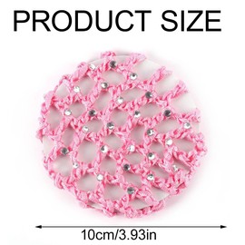 4-Piece Hair Net Set, Hair Net Bun Set with Crystal Diamonds, Girls' Hair Net, Ballet Bun Net for Gymnastics, Art, Sports, Gymnastics, Ballet, Riding, Figure Skating, Dance, Hair Bun Net