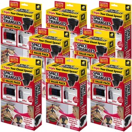 Ruby Space Triangles Original AS-SEEN-ON-TV, Ultra- Premium Hanger Hooks Triple Closet Space 18 Count (Pack of 8), Black