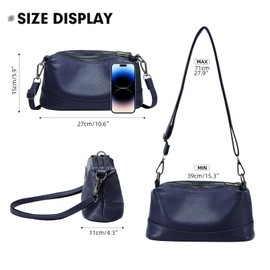 HUA ANGEL Womens Cross Body Bag with Multi Compartments Soft Leather Anti Theft Side Bags Crossbody for Women Small Messenger Bag - Adjustable Shoulder Strap Satchel Bag Travel Shopping