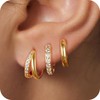 Auiremrti 3 Pairs of Small Golden Huggie Hoop Sets for