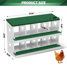 Chicken Nesting Box, 8 Hole Chicken Nesting Box, Metal Chickens Laying Boxes with Perch, Metal Roll Away Eggs Laying Boxes, Versatile Wall Mount or Free Standing for Chickens