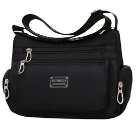 Aguilucho Women’s Leather Shoulder Bag Cross-Body Popular Large Capacity Lightweight Mini-Boston Bag Multi-Functional Mothers Mom Back - black -