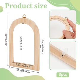 PH PandaHall 3pcs Wood Arch Picture Frames Unfinished Solid Wood Picture Frames, Floating Picture Frames Wood Wall Hanging Photo Frame for Arts Crafts House Office Wall Decor,6.3x4