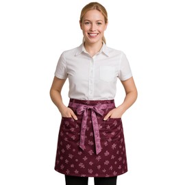 Lumi Rangko Korean Apron for Women & Men – Hanbok Traditional Waist Apron with Pockets, Waterproof Polyester, Adjustable Ties, Wine Red Elegant Kitchen & Gift