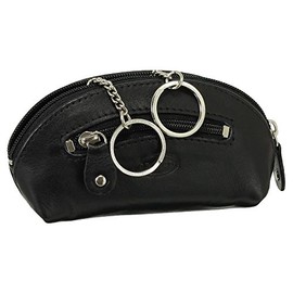 Leather Key Case Key Case Key Folder Key Bag with Zip Compartment Various Colours, black, Modern