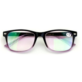Rectangular Lightweight Reading Glasses - Anti-Reflective Coating - Spring Hinge Reader AR (Purple, 2.00)