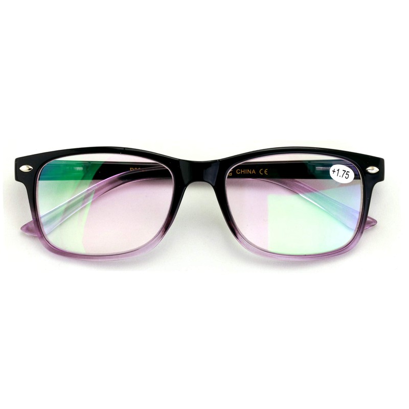 Rectangular Lightweight Reading Glasses - Anti-Reflective Coating - Spring Hinge