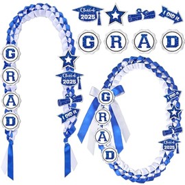 Blue and White Graduation Leis 2025 Graduation Lei Class of 2025 Money Ribbon Leis for Graduation 2025
