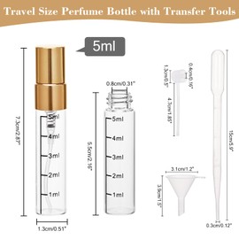 Beomeen 36Pcs 5ML Clear Glass Perfume Travel Refillable Spray Bottles, Mini Perfume Bottle Empty, Portable Cologne Atomizer Sprayer Travel Size Containers Refill Bottles Kit for Toiletries Dispenser
