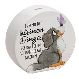 Dog Money Box with Saying Die kleinen Dinge Machen das Leben so wunderbar Ein niedliches Piggy Bank for Dog Owners Motif Cute Watercolour Drawing Bernersennen Money Box
