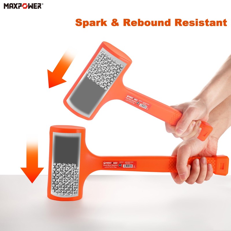 MAXPOWER Dead Blow Hammer, 4LB Dead Blow Mallet with Checkered