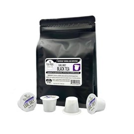Earl Grey tea compatible with Nespresso OriginalLine, bergamot flavor black tea capsules for coffee brewers - Pack of 18 pods