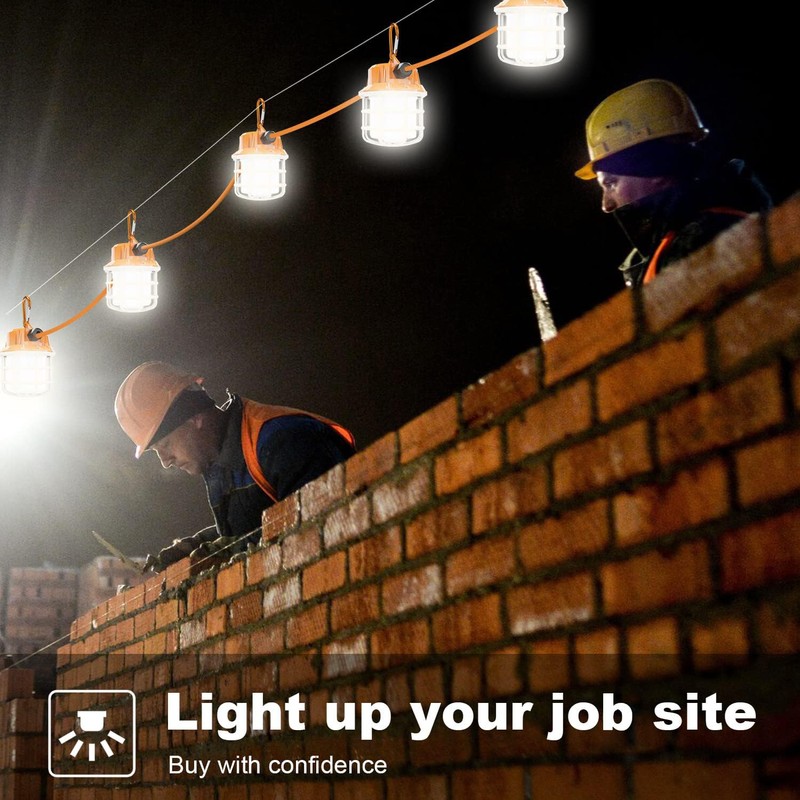 NS 100FT Construction String Lights 150W LED Industrial Grade 15000LM