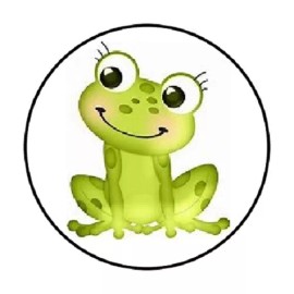 Homemade 48 CUTE FROG ENVELOPE SEALS LABELS STICKERS 1.2" ROUND