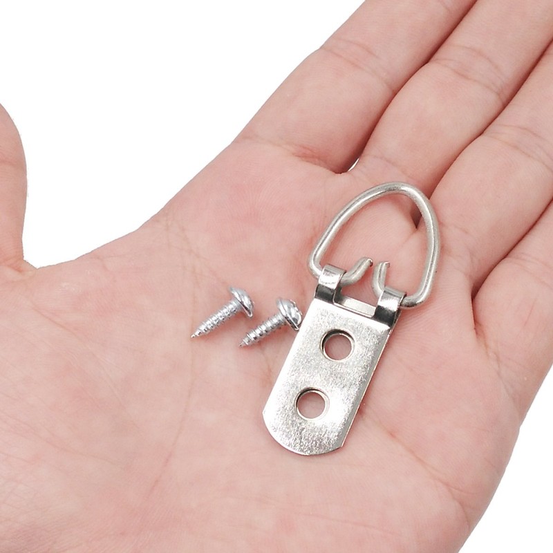 Comdox D Ring Picture Hangers with Screws - 50 Pack