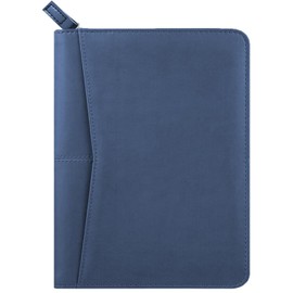Gorbado Small Portfolio Organizer, A5 Zippered Business Portfolio, Junior Padfolio Folder Binder for Women & Men, 5 x 8 Writing Pad Included, Navy Blue.