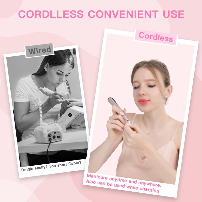 HEBECA Cordless Nail Drill Set, Electric Nail Files and Buffers