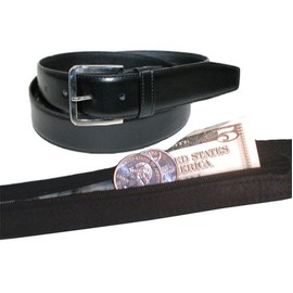 Men's Leather Money Belt Size 42 - Black