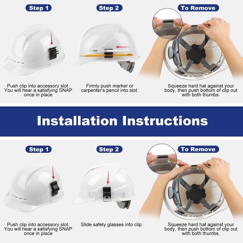 DEKELIY Hard Hat Accessory Clip Kit：3Pcs Pencil & Marker Holder