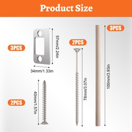1 Pack Door Strike Shim Plates, Deadbolt Restorer Strike Plates Stainless Steel Standard Size Spacer 3pcs Latch Restorer Strikes Plate with 3pcs Wood Dowel Strip and 4 pcs Screws for Home Office Door