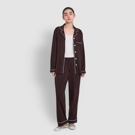 JAJU [JAJU/자주] 여 스마트 코튼 10부 파자마 세트_다크 브라운 [JAJU] Women's Smart Cotton 10-Part Pajama Set_Dark Brown