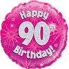 Oaktree 18" Happy 90th Birthday Pink Holographic
