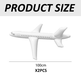 2 Pack Airplane Balloons, Large Inflatable Balloons, 1 Meter Inflatable Airplane Toy, Cartoon Decoration Balloons For Kids Room, Birthday Party Decorations (White)