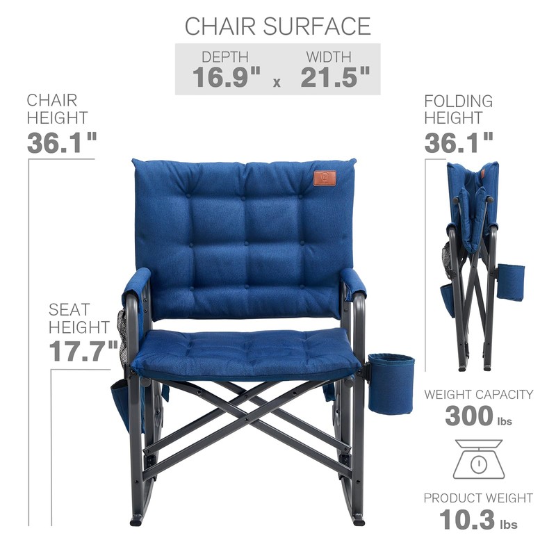 EVER ADVANCED Lightweight Folding Rocking Camping Chair, Padded Portable Rocker