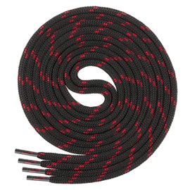 Di Ficchiano 1 or 2 Pairs of Round Shoelaces, 4.5 mm Diameter, for Work Shoes, Trekking Shoes, Boots, Shoelaces, Very Tear-Resistant, 70 cm - 220 cm Length, Polyester I Shoe Laces, black/red, 70 cm /