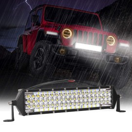 Zmoon 12 Inch LED Light Bar 264W, IP67 Waterproof Five Rows Spot & Flood Combo Beam LED Fog Light Bar for Truck ATV UTV SUV Tractor Boat Weeder etc.
