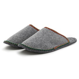 Pantoffelmann Felt Guest Slippers with Felt Sole and Multicoloured Border, Foldable Guest Slippers, Various Sizes and Colours, Durable Guest Slippers, High Quality, Made in Germany, gray