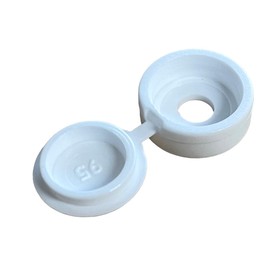 JAM2DAY 50 x Screw Cover Caps for 6-8 Gauge Screws (Metric 3.5 to 4.2), Hinged Type (White)