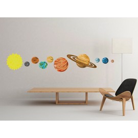 Solar System Premium Fabric Wall Decals, Set of 9 Planets and Sun - Non-Toxic, Reusable, Repositionable