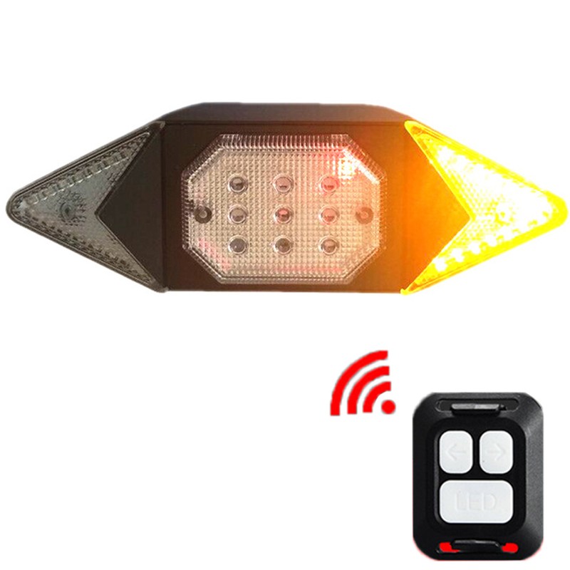 Wireless Remote Control Rear Tail Light USB Charging Bike Turn