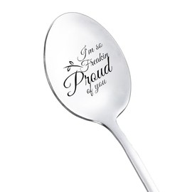 Daughter Son Inspirational Encouragement Gifts for Sister Grandson I'm So Freaking Proud of You Spoon for Mom Husband Motivational Graduation Gifts for Brother Coffee Tea Spoons