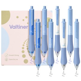 Valtiner 8Pcs Retractable Erasable Gel Pens, Blue & Black Ink 0.5mm Fine Tip with Clean Eraser, Smooth Writing, for Note Marking, Crossword Puzzles (Blue)