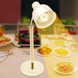 LyeXD 250W Commercial Food Heat Lamp w/180°Adjustable Head, Single Head Food Heat Preservation Lamp Restaurant Kitchen Buffet Warmer, Electric Catering Heat Lamp for Buffet Bar (Gold)