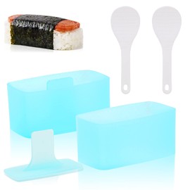 DIMVKA 2 Pack Non Stick Musubi Maker Press, Onigiri Sushi Rice Mold, Musubi Luncheon Meat Maker Mold with Small Rice Paddle