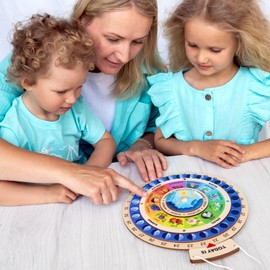 Ulanik Vemkel Wooden Perpetual Calendar for Kids Seasons, Games for 3 Years, Wooden Game for 3 Years, Educational Games for 3 Years, Preschool Games