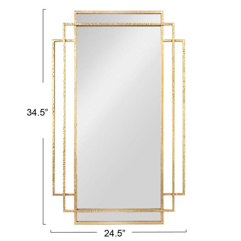 Creative Co-Op Metal Wall Mirror with Reclaimed Wood Border, Gold