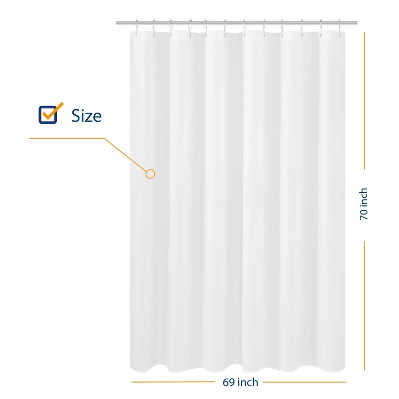 N&Y HOME Fabric Shower Curtain Liner 69 x 70 inches,