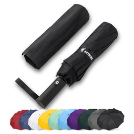 GAOYAING Windproof Travel Compact Umbrella Automatic Umbrellas for Rain Compact Folding Umbrella Portable Windproof Umbrellas for Men Women Teenage With Case Black | GAOYAING