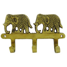 Indianbeautifulart Elephant Design Brass Metal Decorative Wall Coat Hanger Decor Hook Hanging Hook