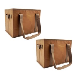 Earthwise Deluxe Collapsible Reusable Shopping Box Bag Set with Reinforced Bottom Wavy Friends Design Storage Boxes Bins Cubes Washable Paper (Set of 2)