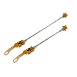 X AUTOHAUX 1 Pair Front Rear Bicycle Axle Skewers Quick Release Levers Aluminum Alloy 145mm 185mm Gold Tone MTB Bike