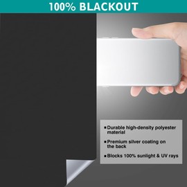 ECUCM Blackout Curtains, 200 x 145CM Portable Travel Window Coverings Blackout Shades, 100% Room Darkening Black Shades for Baby Nursery Kids Bedroom Temporary Blinds