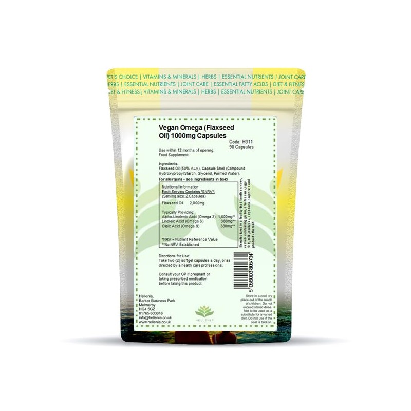 Flaxseed Oil Capsules 1000mg | High Strength Supplement with Omega