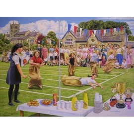 Vintage School Sports Day Scene Blank Greeting Card, 12.5 x 17.5 cm