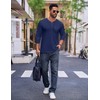 Cotrasen Mens Henley Long Sleeve Shirts Cotton Pocket Button T
